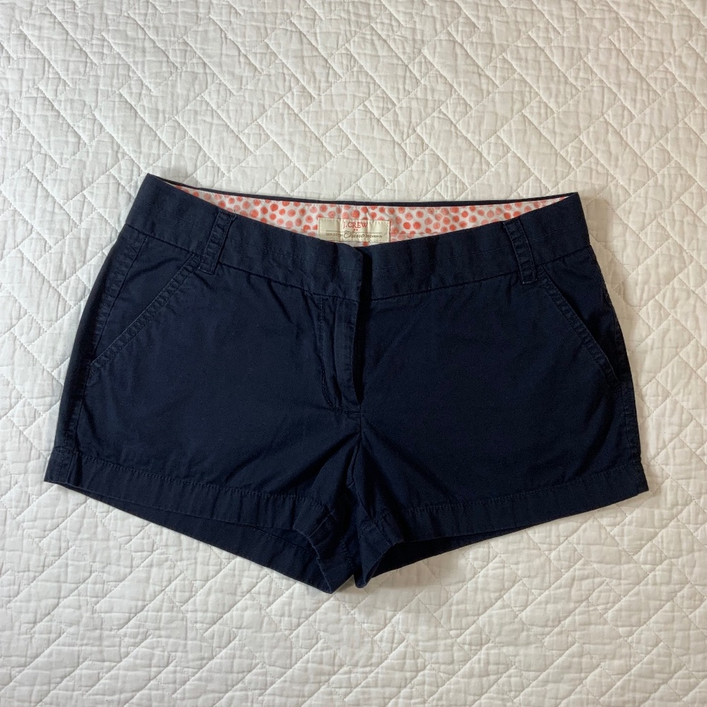 J.Crew Women’s Chino Shorts Size 4 Navy Blue 100% Cotton Broken-In Style (F24)